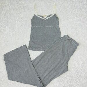 Victoria's Secret Lounge Set Size S Pants Cami Light Gray Striped Lace Trim